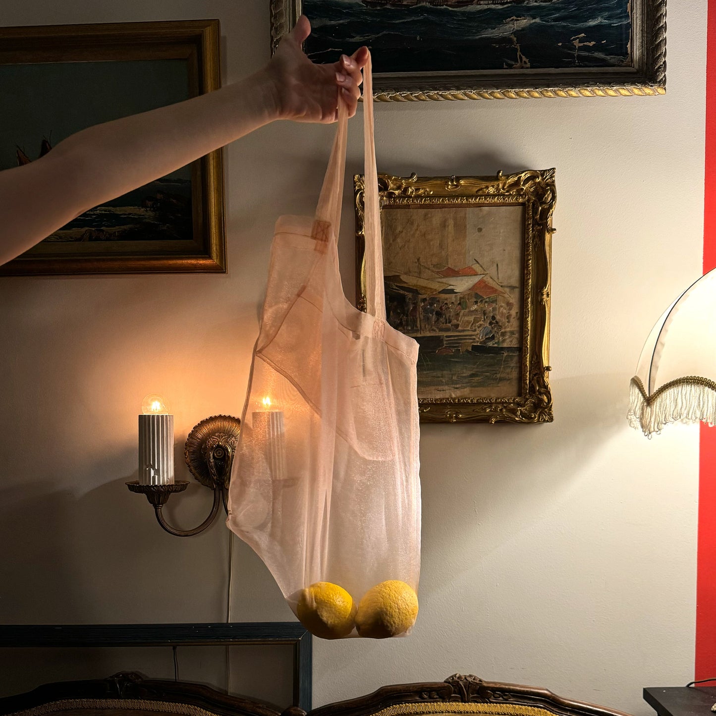 SHOWOFF BAG IN BLUSH ORGANZA