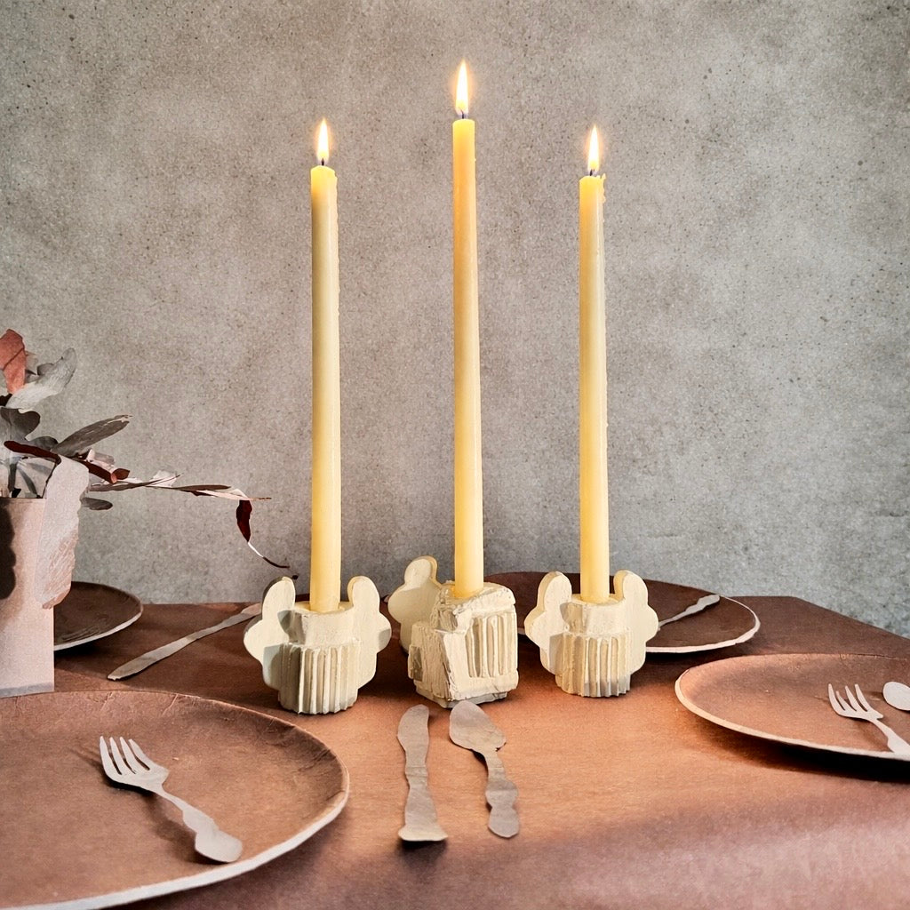 CANDLESTICK SET - SCULPTURE WHITE