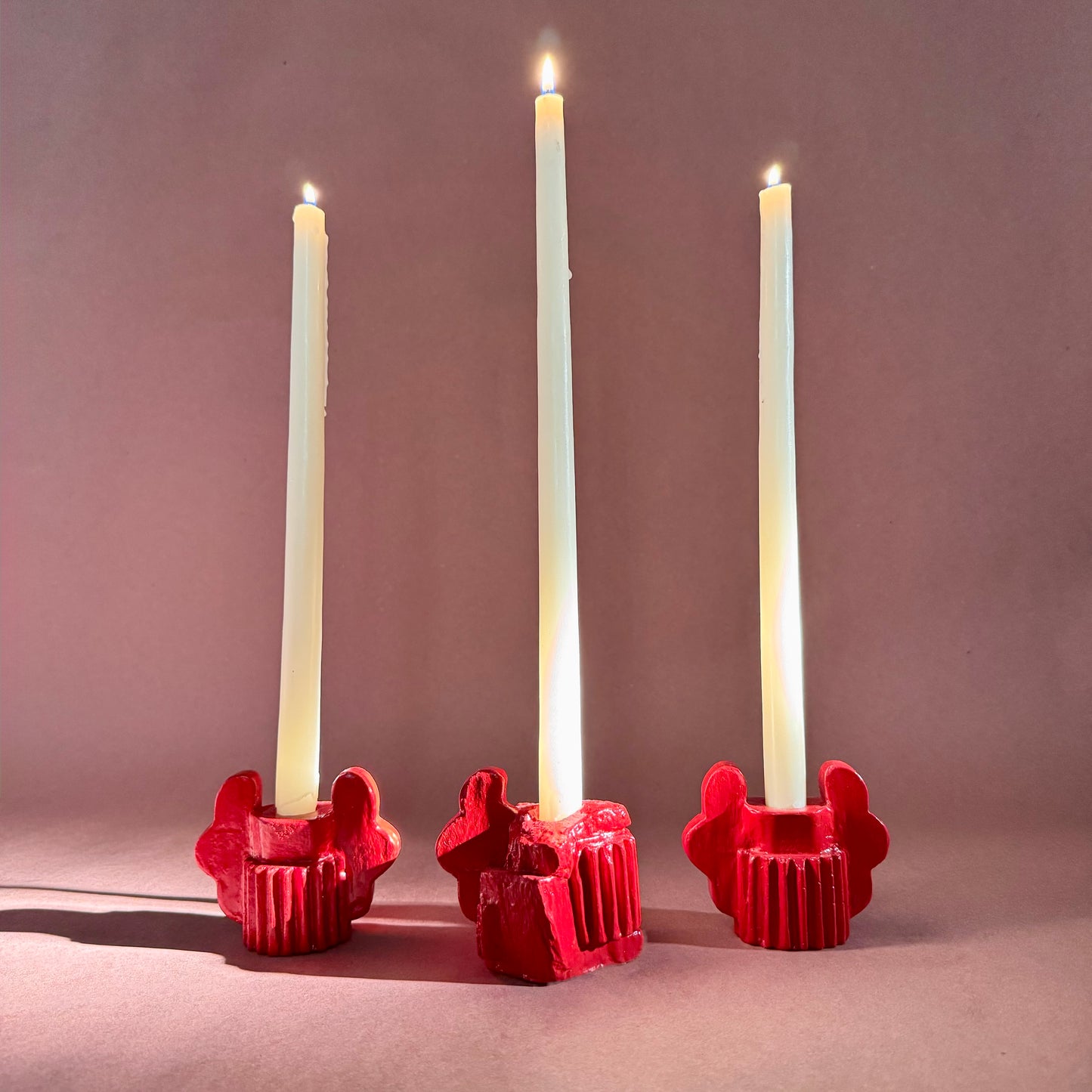 CANDLESTICK SET - LOBSTER RED