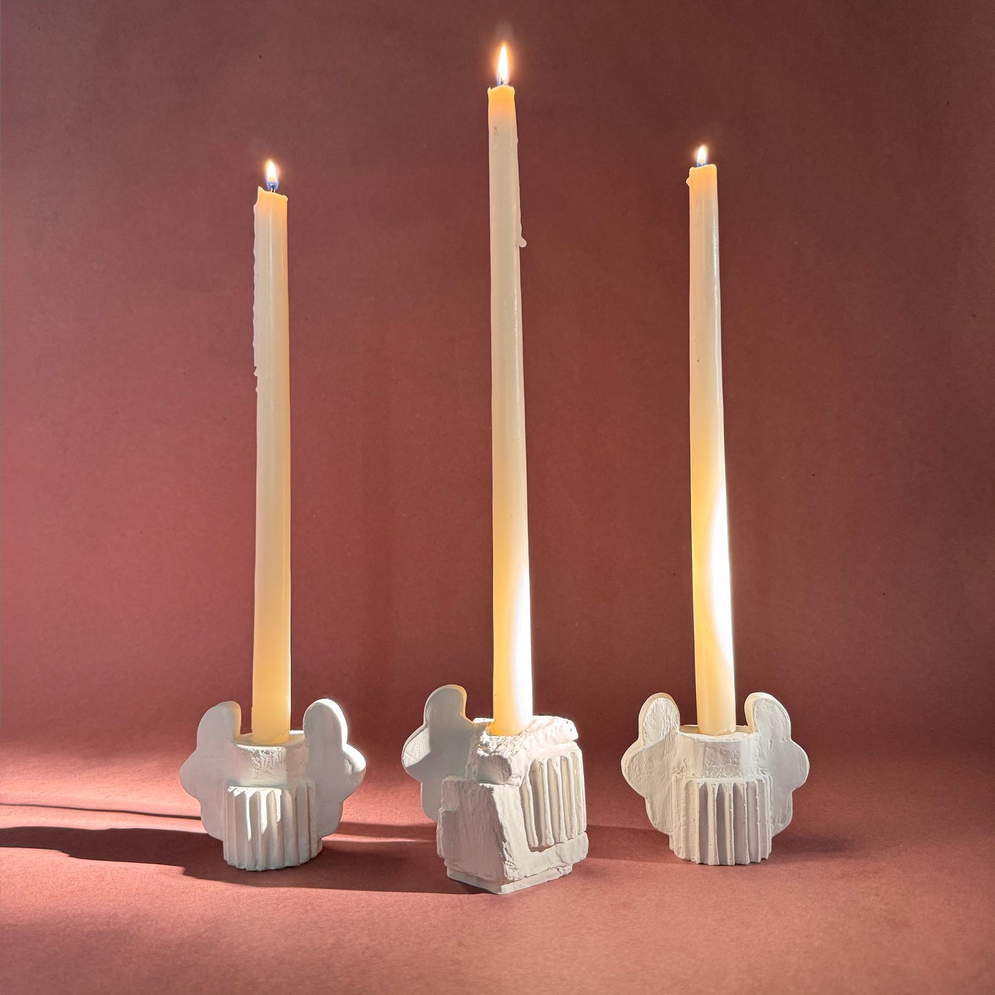CANDLESTICK SET - SCULPTURE WHITE