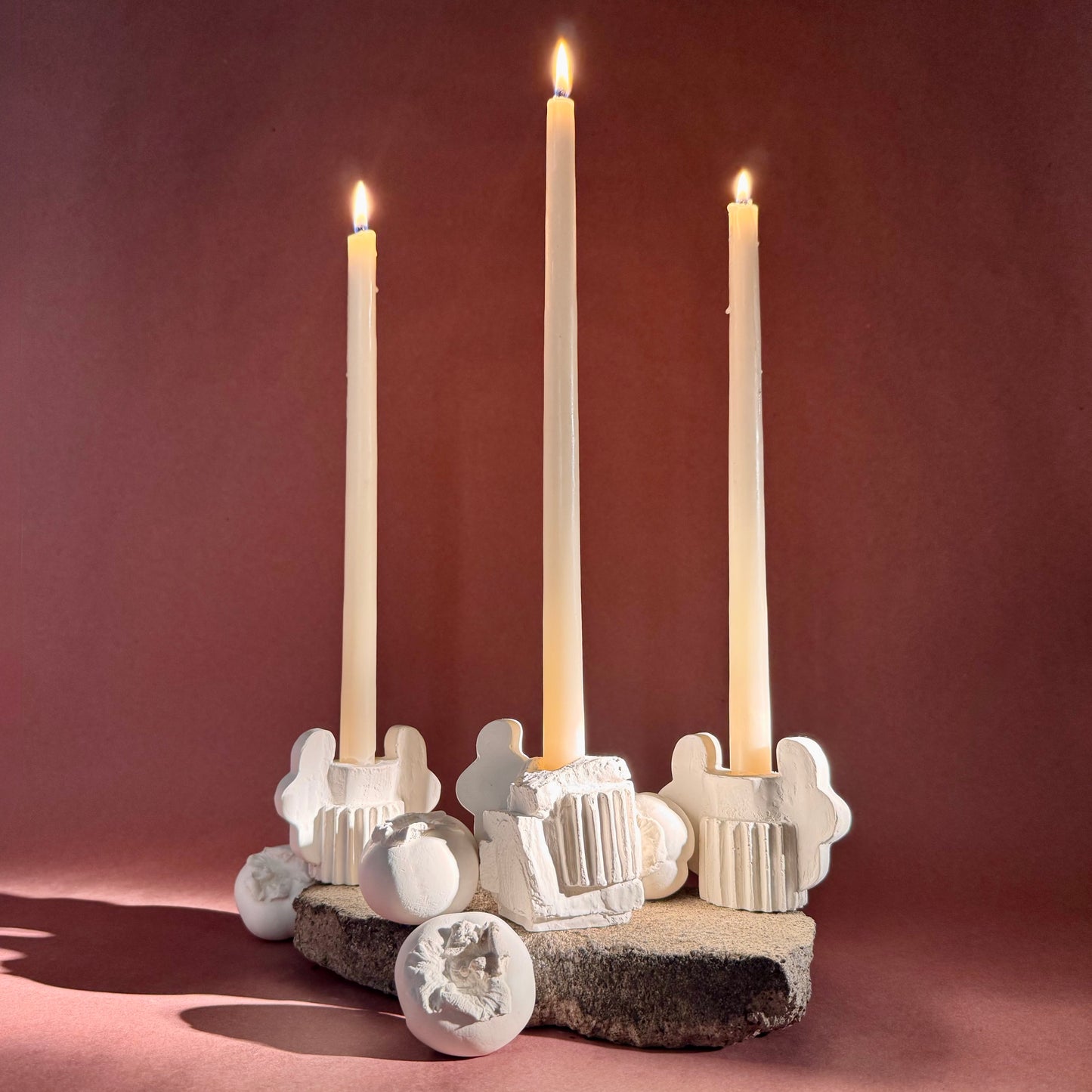 CANDLESTICK SET - SCULPTURE WHITE