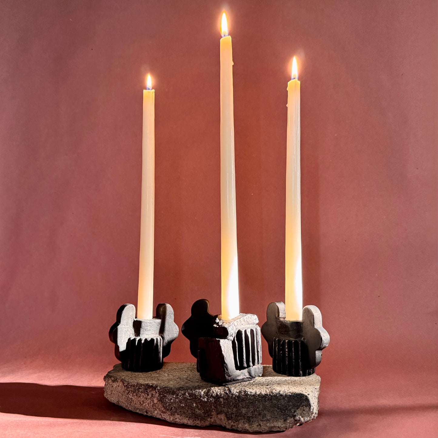 CANDLESTICK SET - COAL BLACK