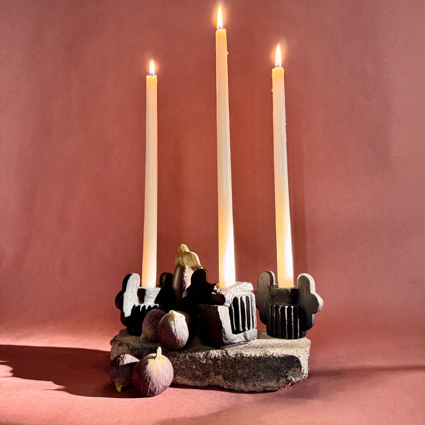 CANDLESTICK SET - COAL BLACK