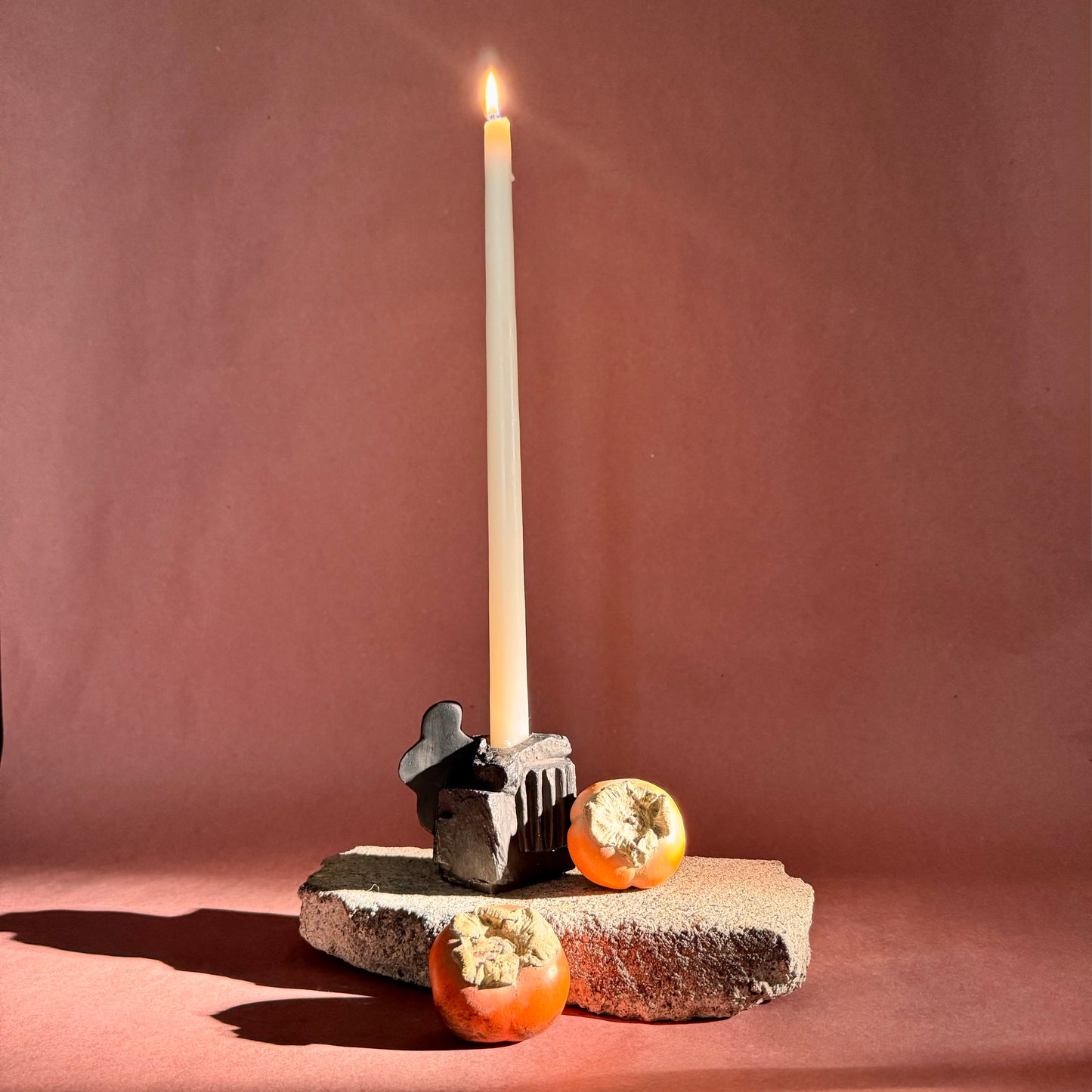 STANDING STONE CANDLESTICK - COAL BLACK