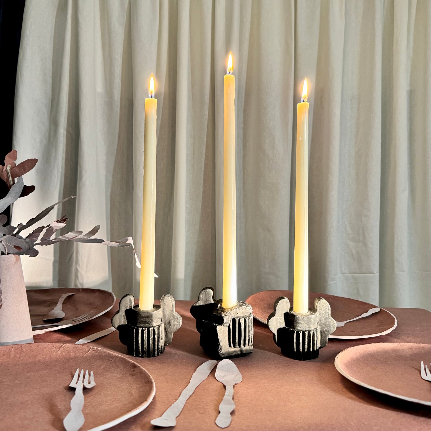 CANDLESTICK SET - COAL BLACK
