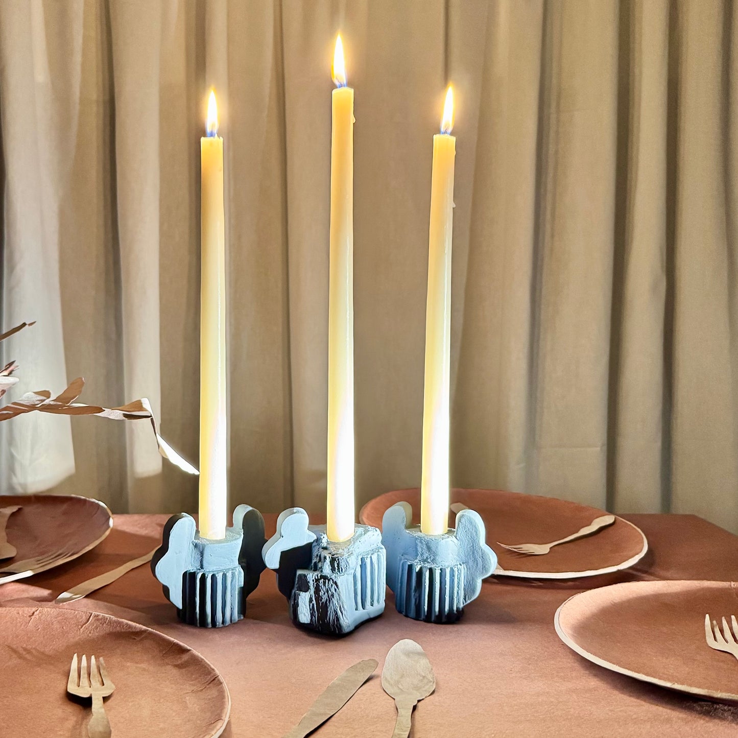 CANDLESTICK SET - CORNFLOWER BLUE