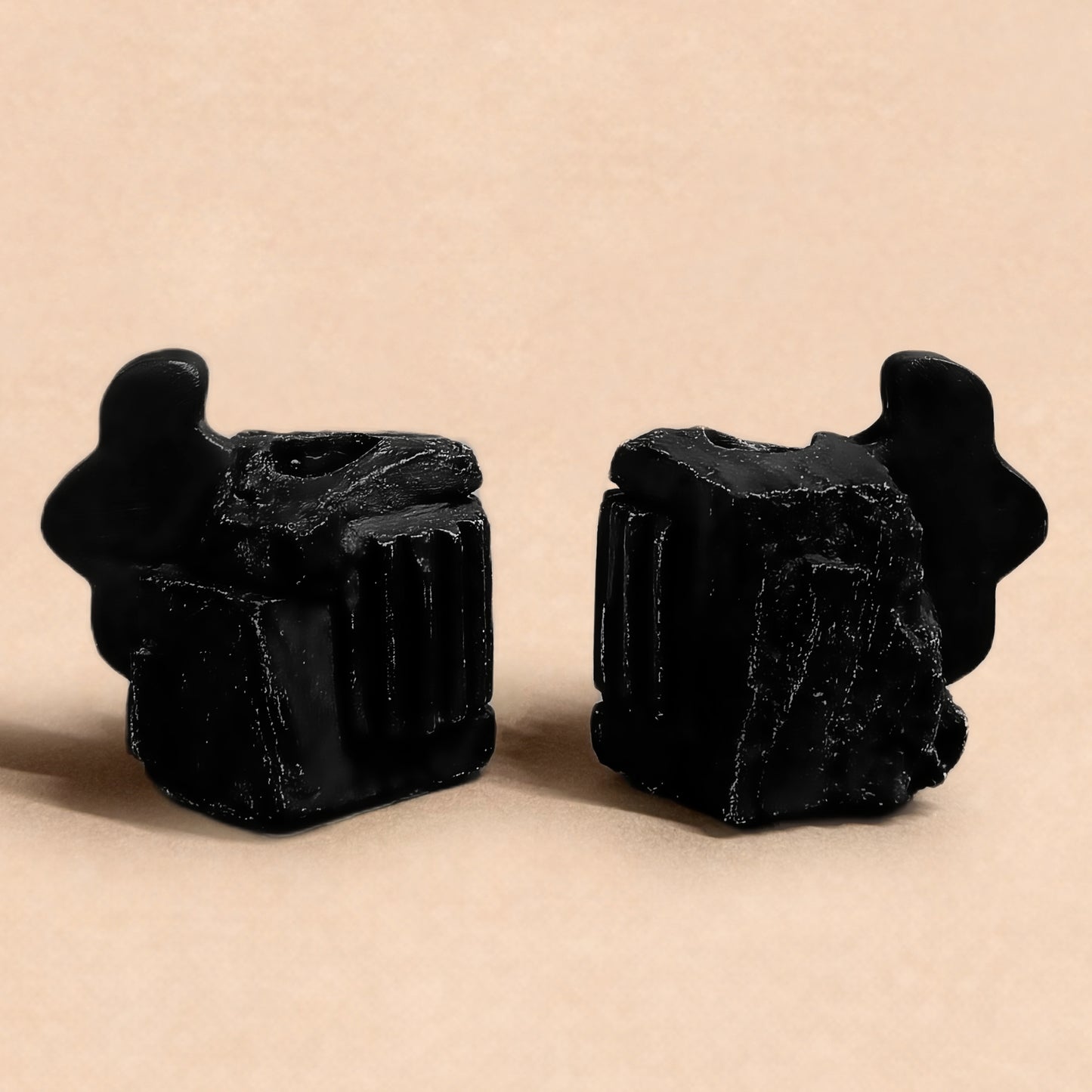 STANDING STONE CANDLESTICK PAIR - COAL BLACK