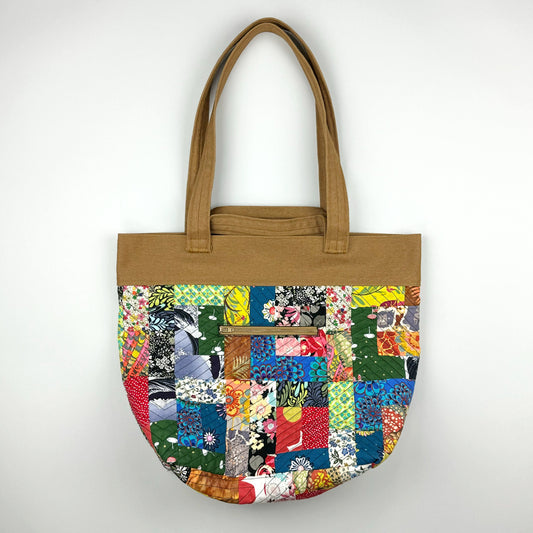 DOUBLE HANDLE BAG IN FLORAL PATCHWORK