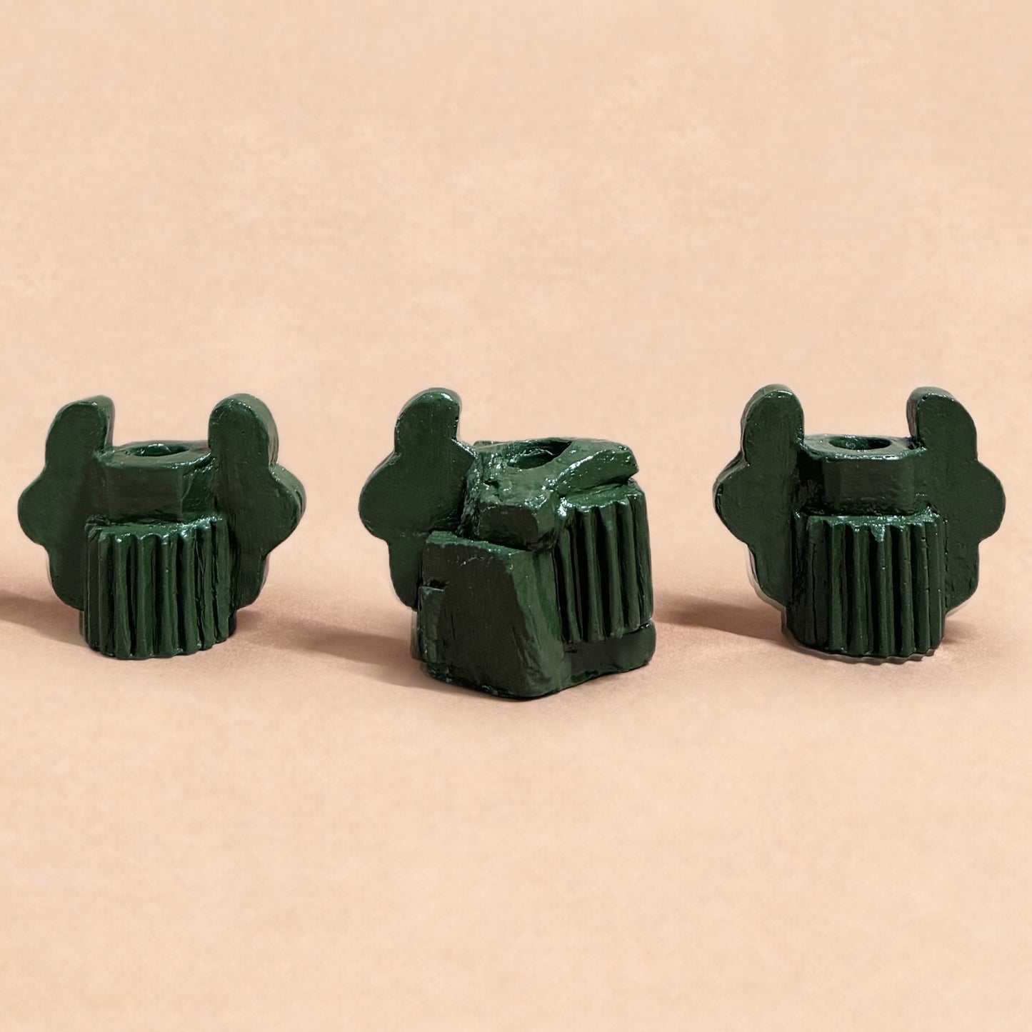 CANDLESTICK SET - CABIN GREEN