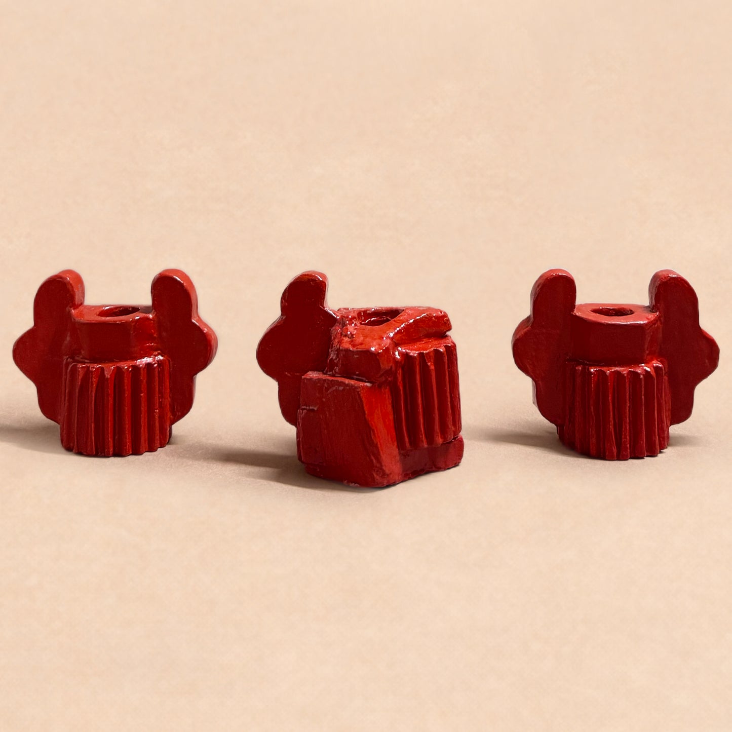 CANDLESTICK SET - LOBSTER RED