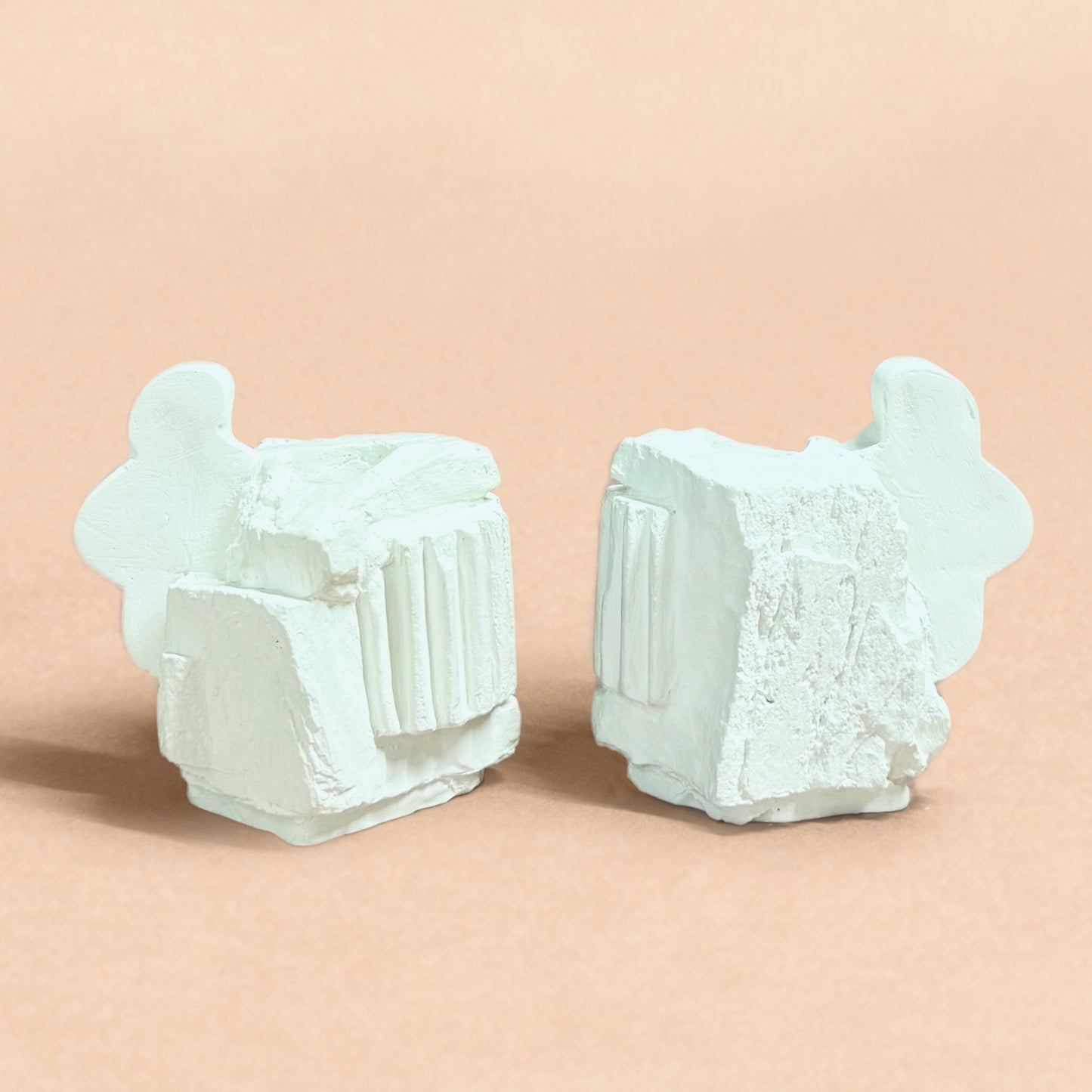 STANDING STONE CANDLESTICK PAIR - SCULPTURE WHITE