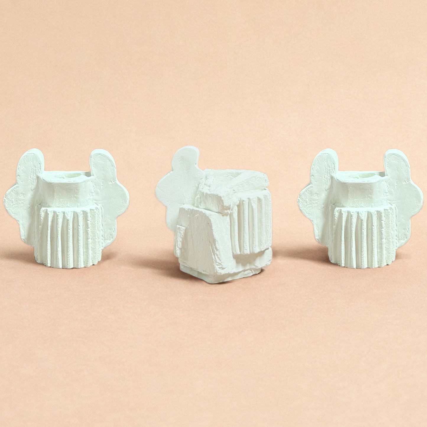 CANDLESTICK SET - SCULPTURE WHITE