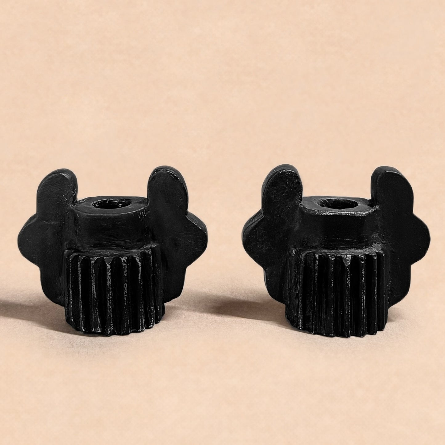 TWIN OAK LEAF CANDLESTICK PAIR - COAL BLACK