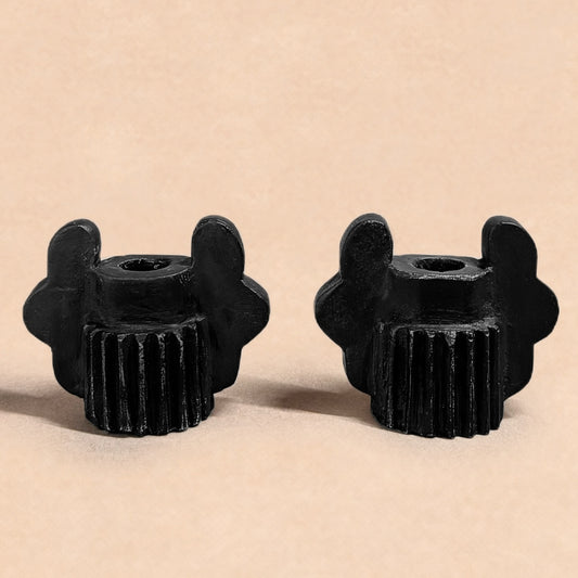 TWIN OAK LEAF CANDLESTICK PAIR - COAL BLACK