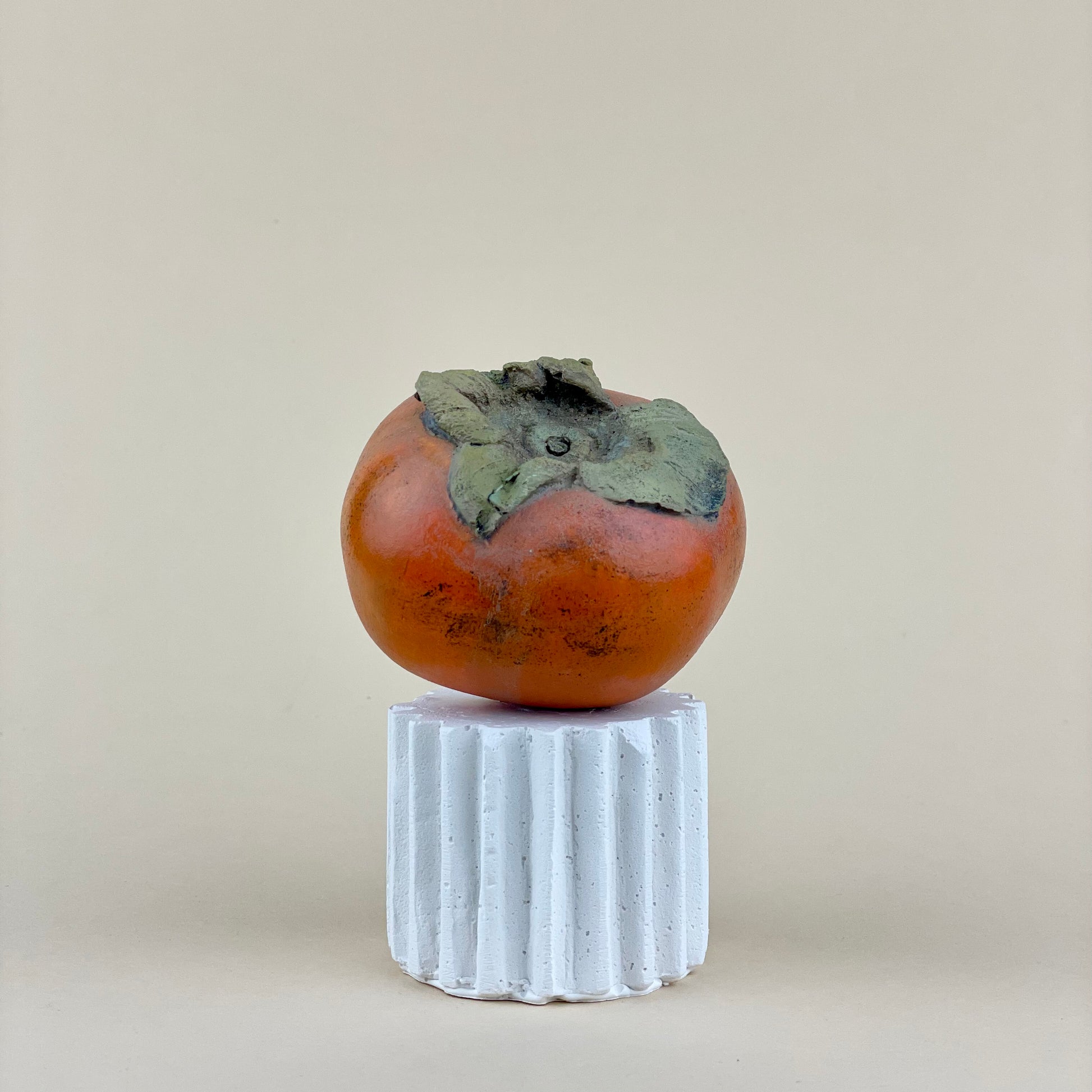 Persimmon made of plaster and hand painted fake fruit